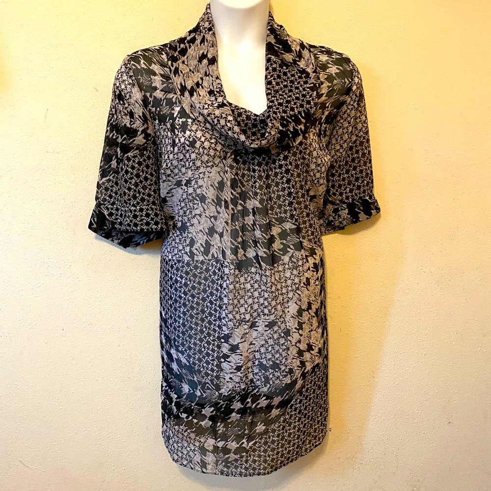 LANE BRYANT Sheer cowl neck tunic